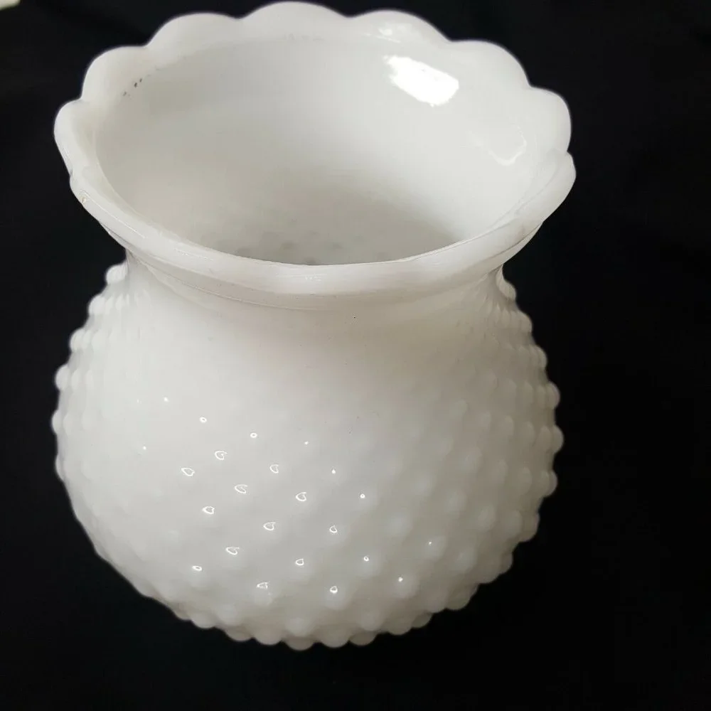5” Milk Glass White Hobnail Oil Electric Table Lamp Shade 1.25